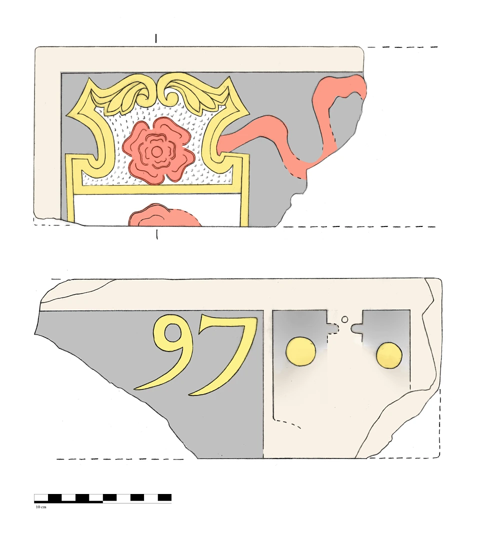 gezeichnete colorierte Zeichnung des Steines